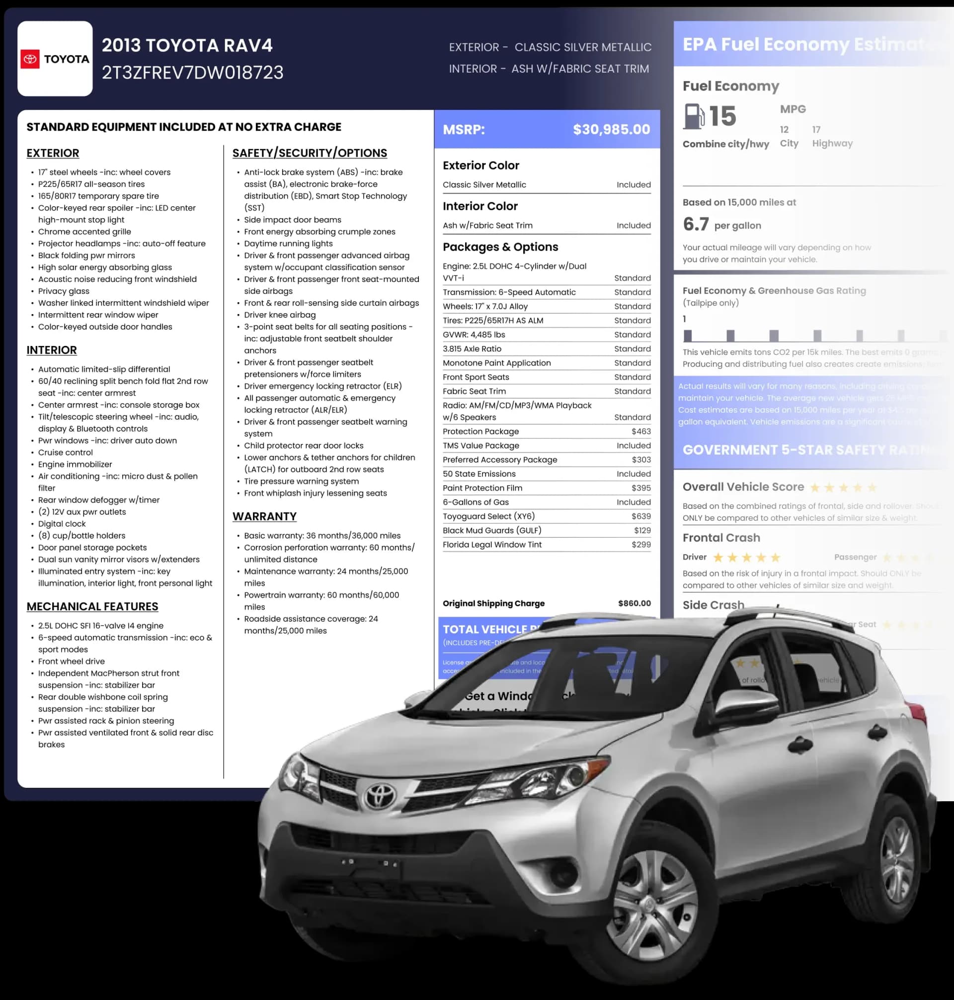 Window Sticker by VIN